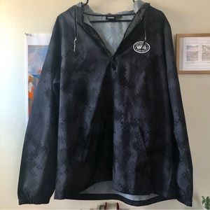Mens Lightweight Windbreaker Pullover - Vans Black Rain Jacket